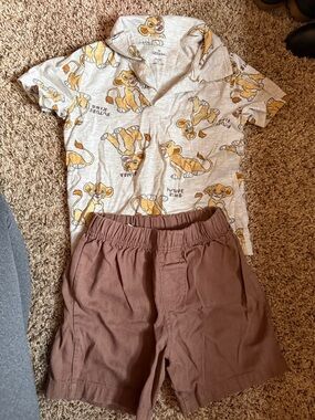Target Kids Lion Print Polo Set in Gray and Brown